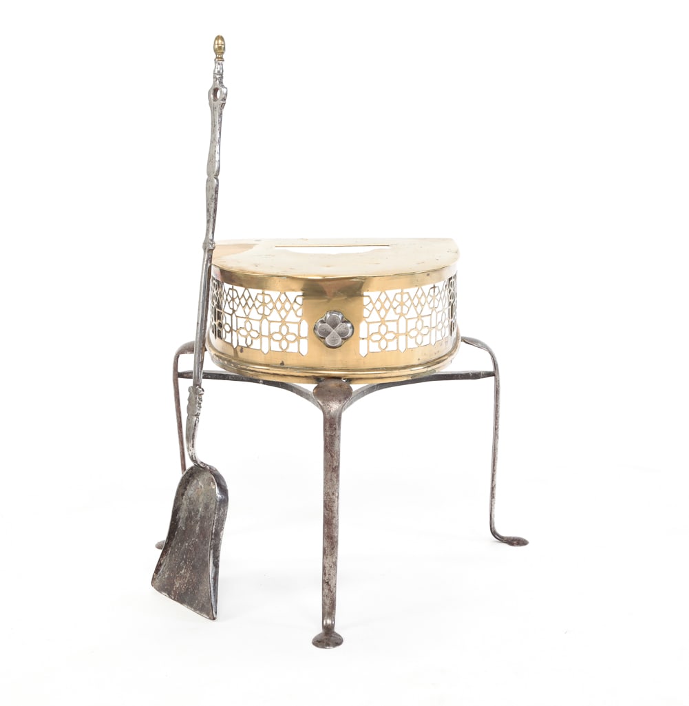 ENGLISH KETTLE STAND AND COAL SHOVEL. (1 of 6)