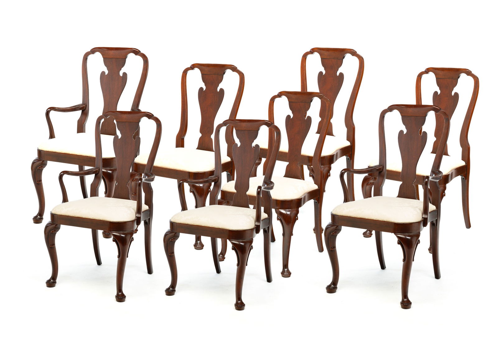 EIGHT BAKER QUEEN ANNE DINING CHAIRS. (1 of 7)