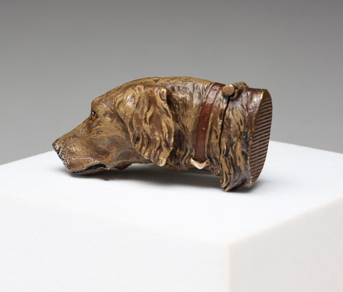 COLD PAINTED BRONZE DOG MATCH SAFE. (1 of 4)