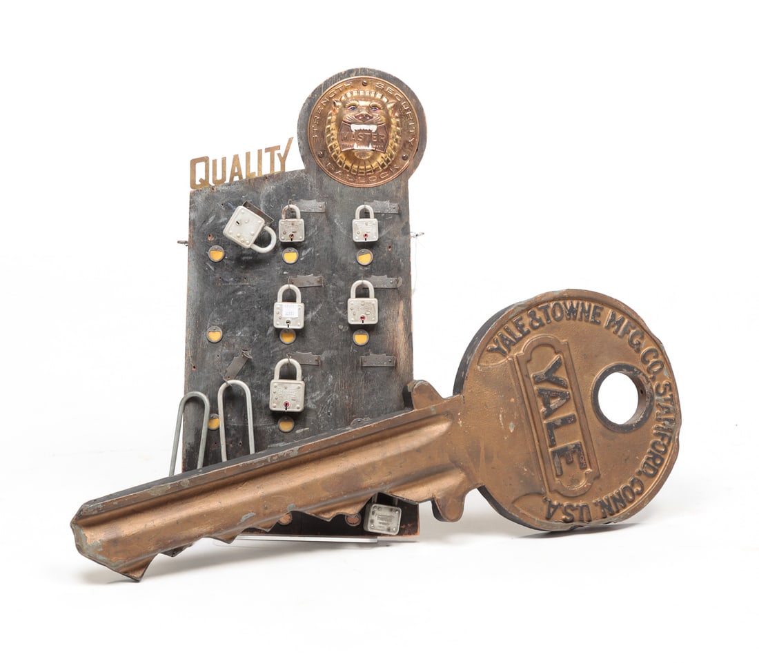 TWO KEY AND LOCK ADVERTISING PIECES. (1 of 8)