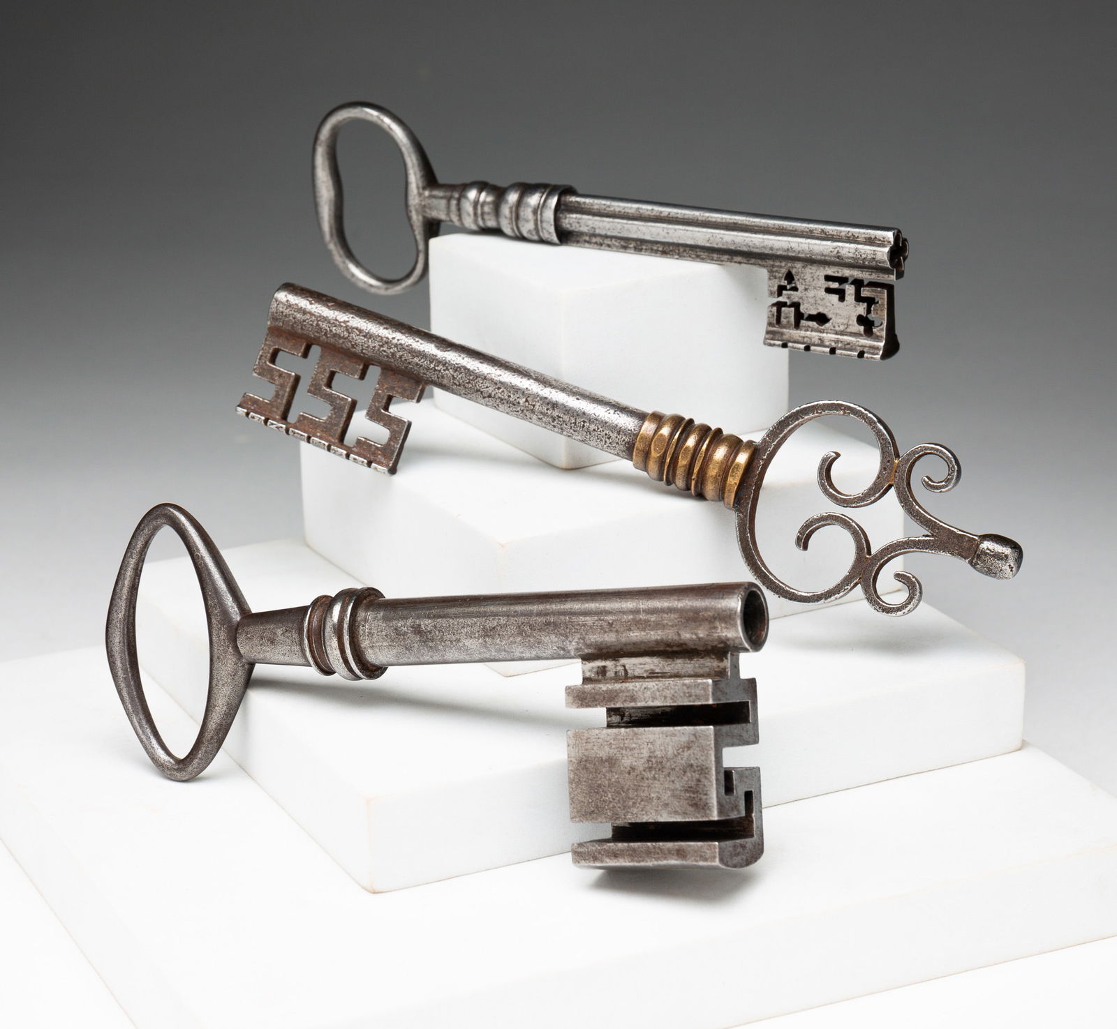 THREE LARGE SKELETON CHURCH KEYS. (1 of 6)