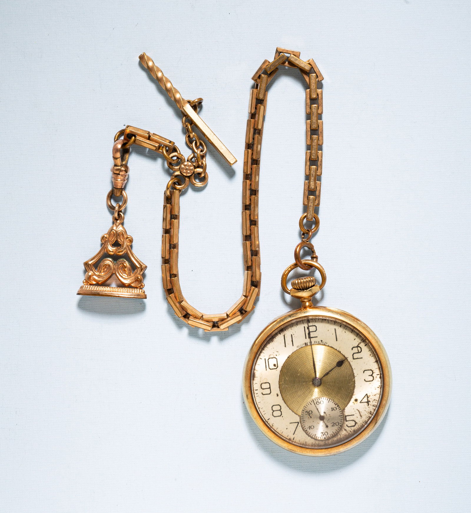 SOUTH BEND OPEN FACED 14K POCKET WATCH (1 of 3)