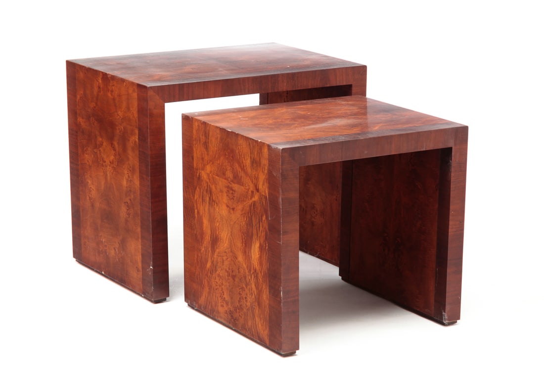 CONTEMPORARY VENEERED NESTING TABLES. (1 of 4)