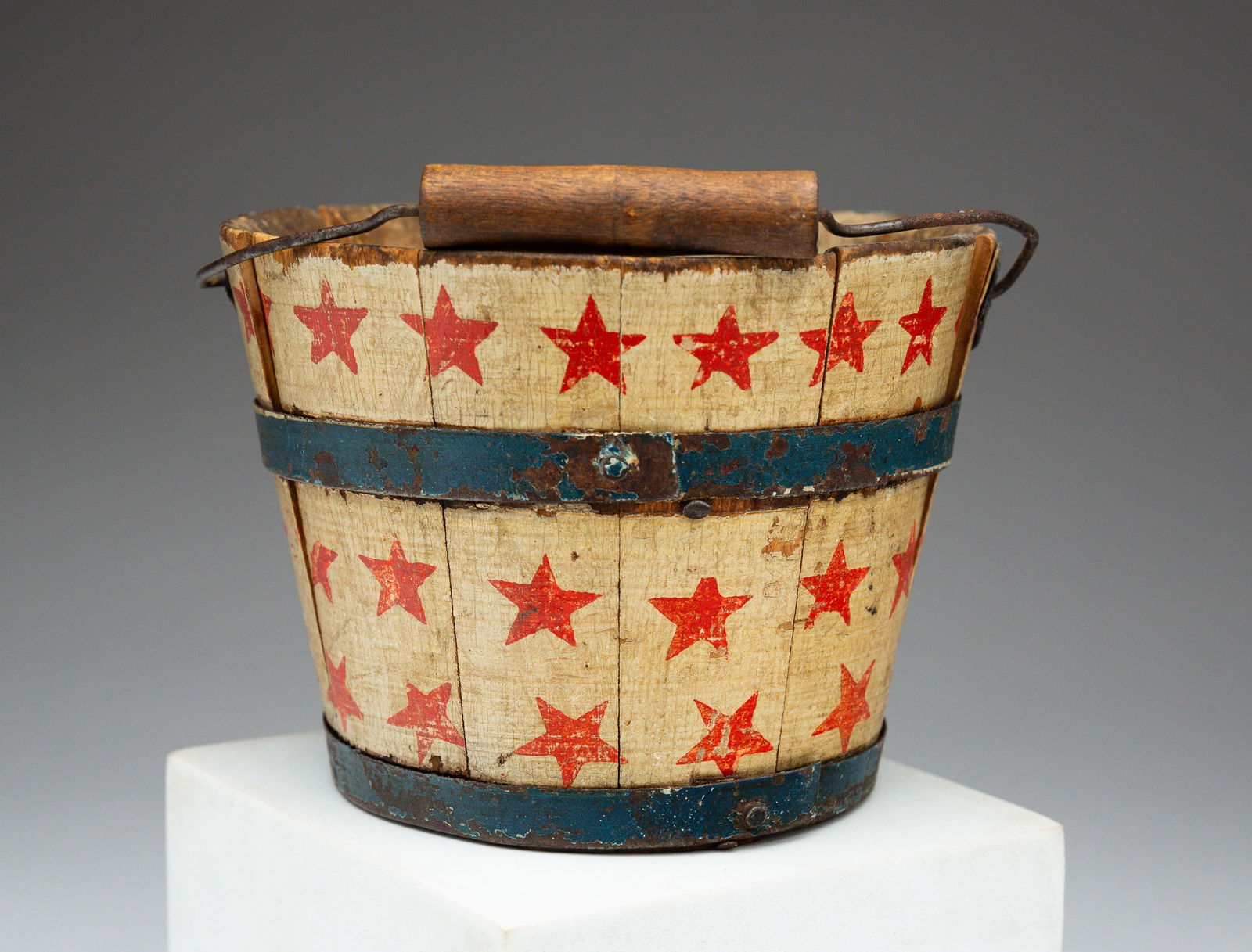 MINIATURE PAINT-DECORATED PATRIOTIC BUCKET (PAIL). (1 of 6)