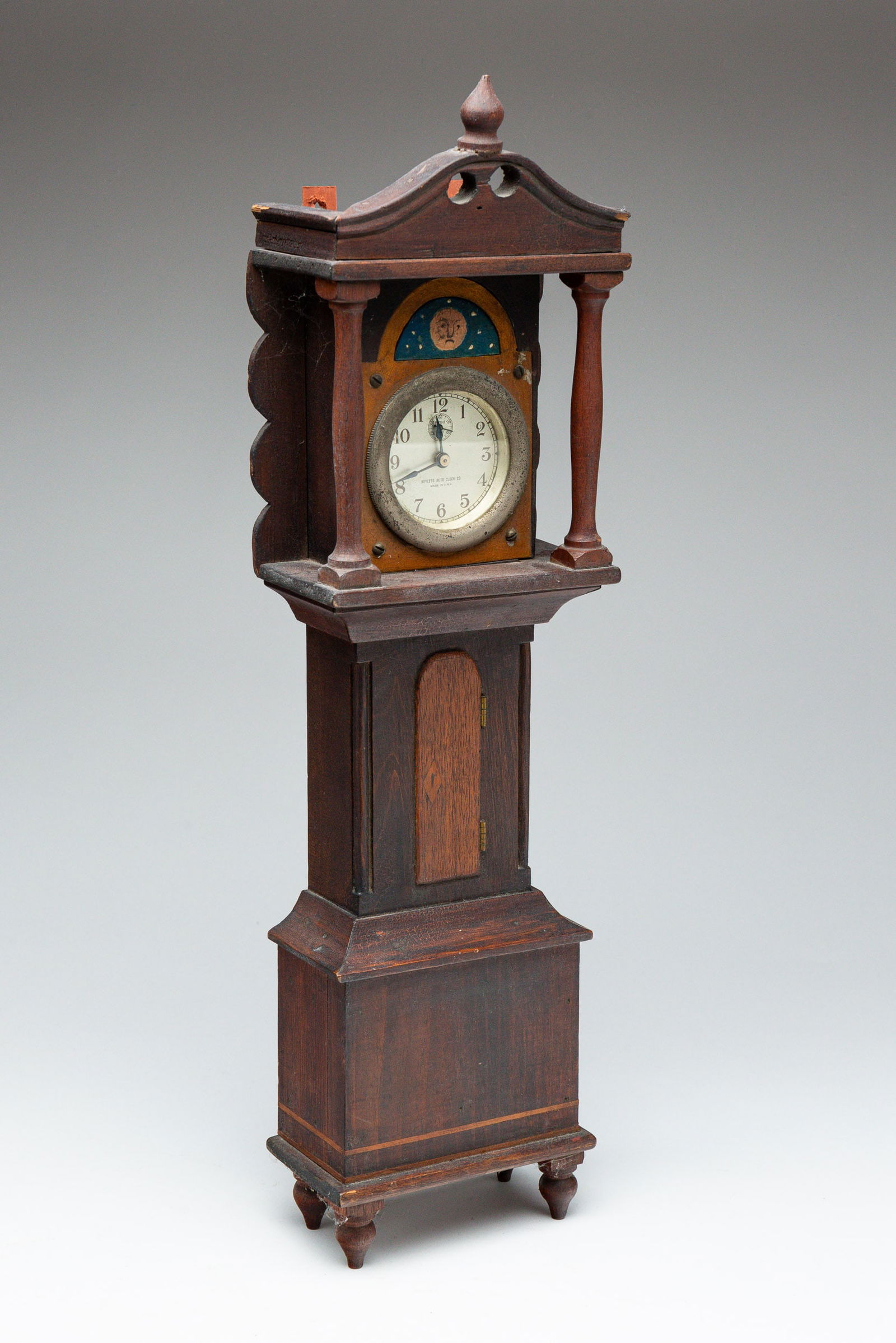 MINIATURE INLAID WALNUT TALL CASE CLOCK. (1 of 6)