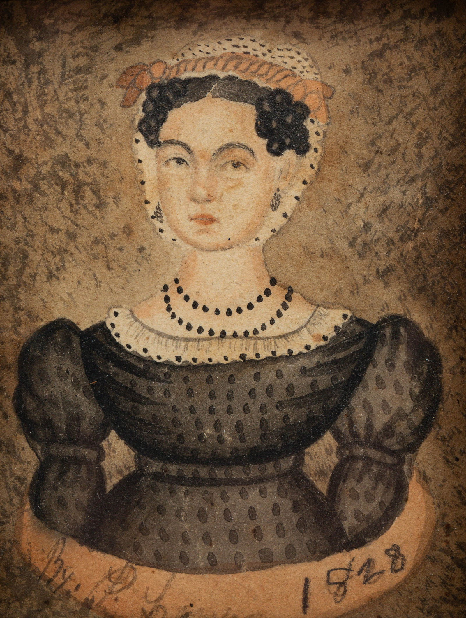 MINIATURE WATERCOLOR OF A LADY. (1 of 5)