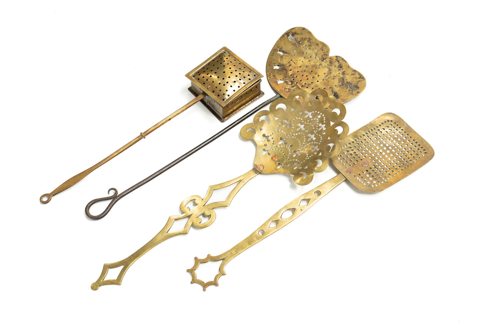 GROUP OF CHESTNUT WARMERS AND ROASTER. (1 of 5)