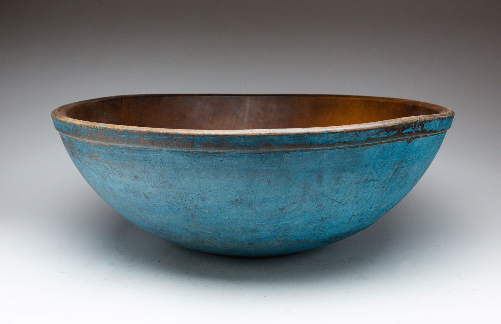 BLUE-PAINTED MAPLE BOWL. (1 of 4)