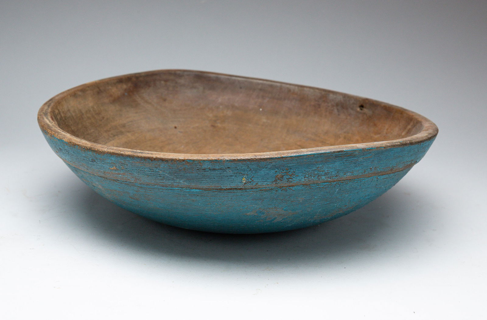 BLUE-PAINTED MAPLE BOWL. (1 of 4)