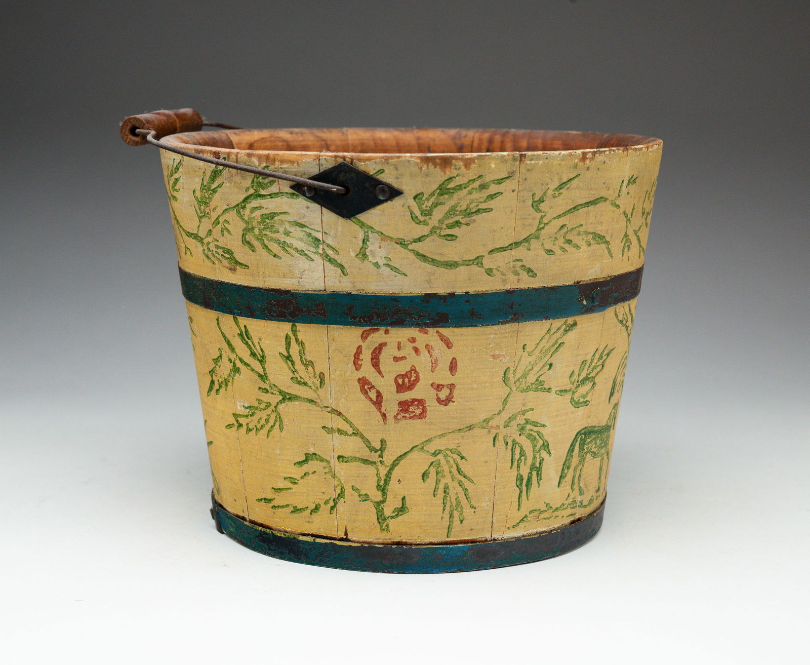 PAINT-DECORATED CHILD'S BUCKET (PAIL). (1 of 5)