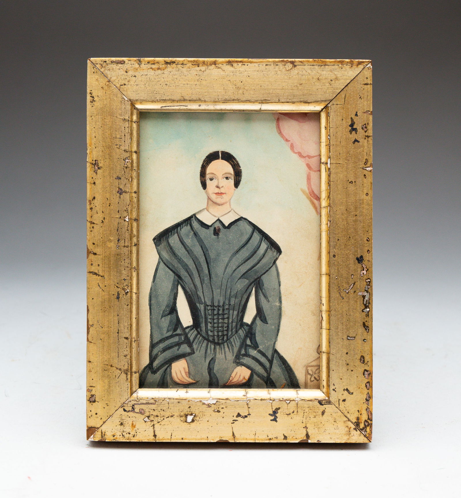 AMERICAN WATERCOLOR OF LADY WITH DRESS. (1 of 3)