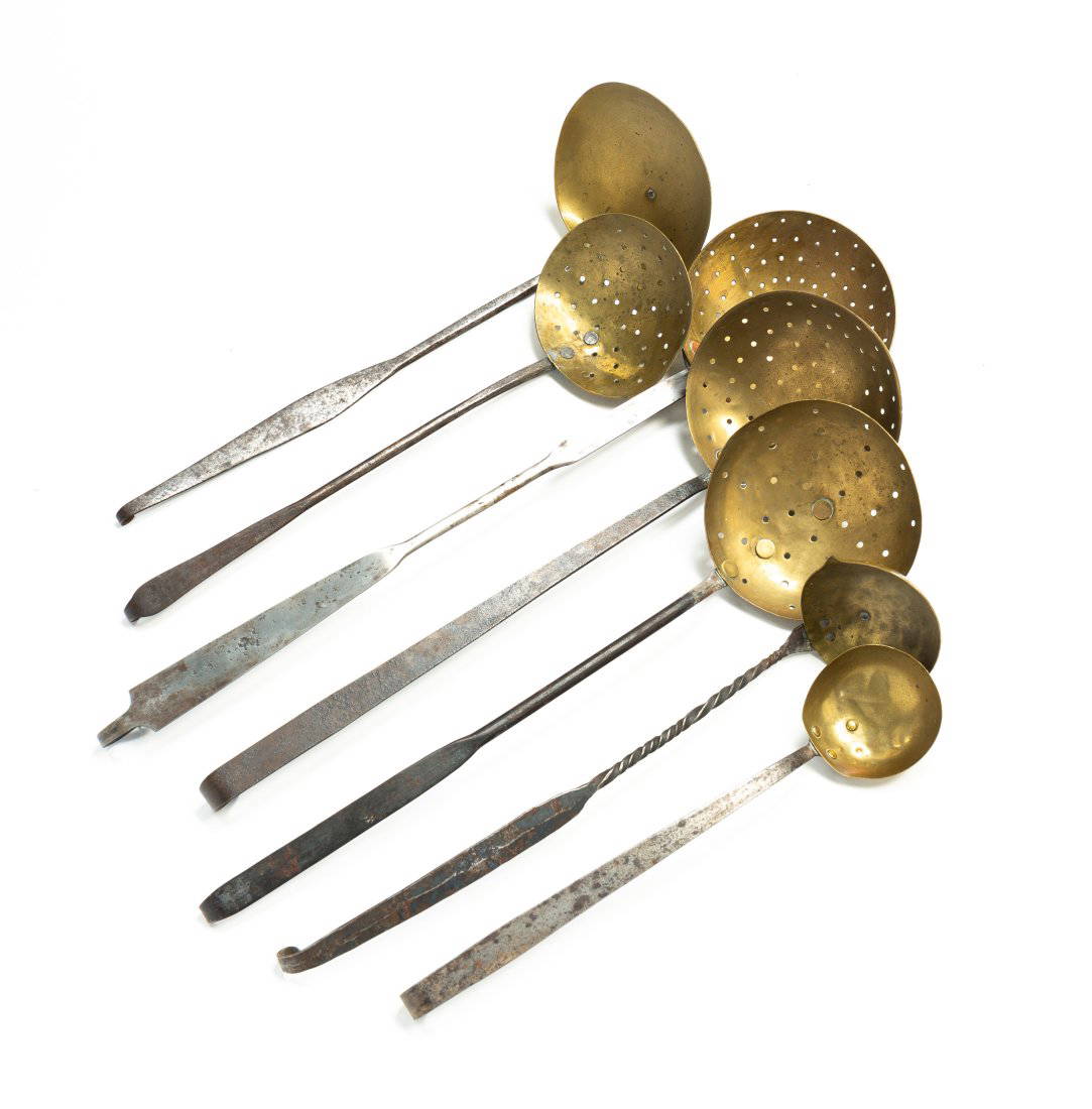 Group Of Brass Ladles And Skimmers. Auction