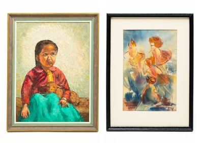 TWO 20TH CENTURY PAINTINGS.