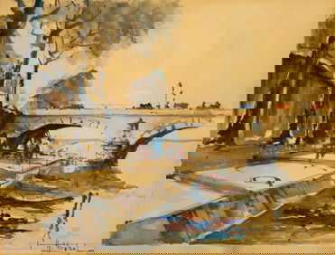 STEPHANE WROBEL (1927-2007) "ALONG THE SEINE".