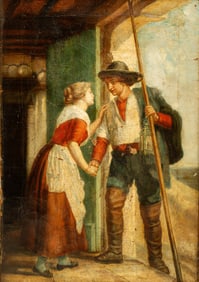 UNKNOWN ARTIST (LATE 19TH OR EARLY 20TH CENTURY) "FARM SCENE".