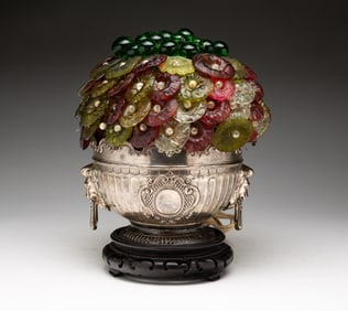 GLASS BUTTON BEAD TABLE LAMP.