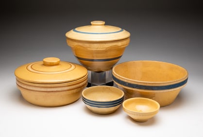 FIVE PIECES OF YELLOW WARE.