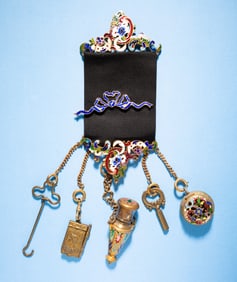 ORNATE ENAMELED CHATELAINE.