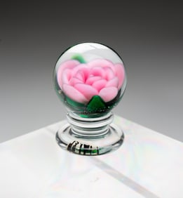 CHARLES KAZIUM JR. MINIATURE PEDESTAL PAPERWEIGHT.