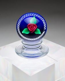 CHARLES KAZIUM JR. MINIATURE PEDESTAL PAPERWEIGHT.