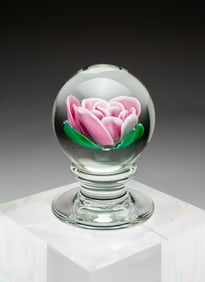 FRANCIS WHITTEMORE LAMPWORK MINIATURE PEDESTAL PAPERWEIGHT.