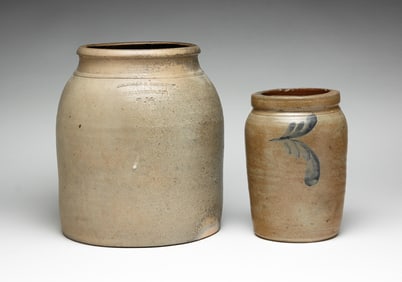AMERICAN STONEWARE CROCK AND CANNING JAR.