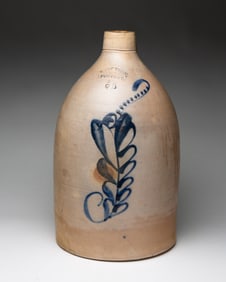 "WEST TROY POTTERY" STONEWARE JUG.