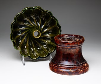 TWO PIECES OF REDWARE.