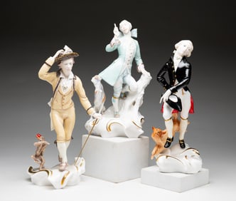 THREE "AGE OF ELEGANCE" ROYAL WORCESTER FIGURINES.