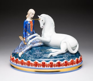ROYAL DOULTON LADY AND THE UNICORN FIGURINE.