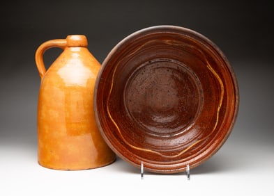 TWO PIECES OF REDWARE.