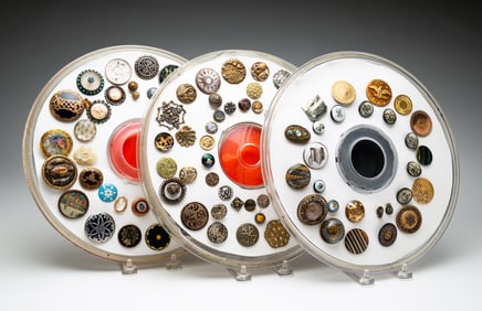 THREE GROUPS OF VINTAGE BUTTONS.