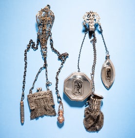 GROUP OF SILVER CHATELAINES.