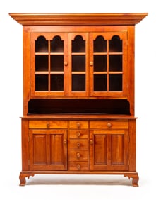 CHIPPENDALE STYLE STEPBACK CUPBOARD.