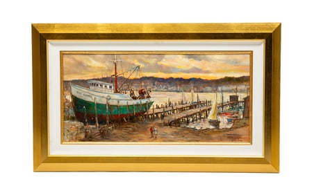 HARBOR SCENE BY LESLIE COPE (1913-200).