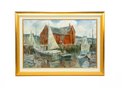 "MOTIF ONE - ROCKPORT, MASS" BY LESLIE COPE (1913-2002).