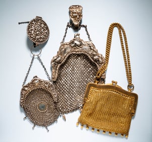THREE CHAIN LINK / MESH HANDBAGS.