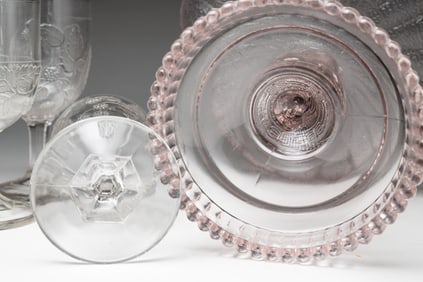 SIX PIECES OF PATTERN GLASS.