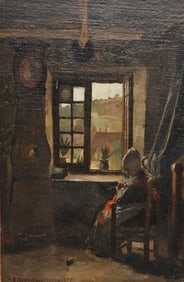 WOMAN KNITTING BY ROBERT BOLLING BRANDEGEE.