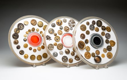 THREE GROUPS OF ANTIQUE BUTTONS.