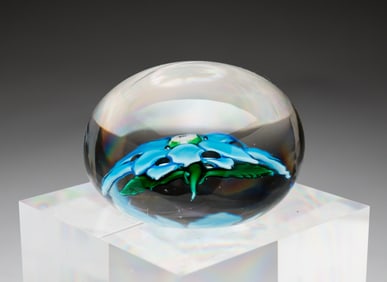 ART GLASS LUTZ ROSE PAPERWEIGHT.