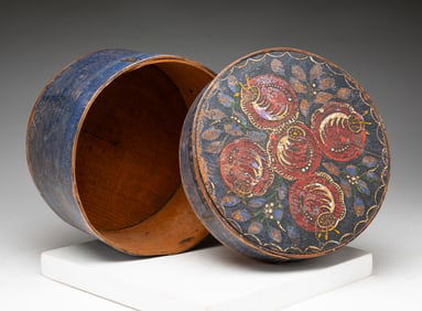 PAINT DECORATED BENTWOOD PANTRY BOX.