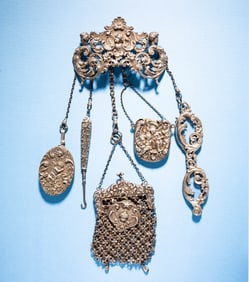 VICTORIAN ART NOUVEAU STERLING CHATELAINE.