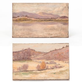TWO LANDSCAPES BY ROBERT BOLLING BRANDEGEE (1849 - 1922).