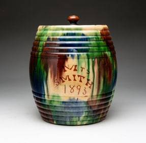 YELLOW WARE CANNISTER JAR.