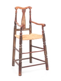 AMERICAN COUNTRY QUEEN ANNE HIGH CHAIR.