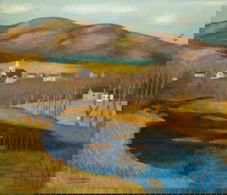 NAIVE LANDSCAPE SIGNED W. J. OBERSHAW.