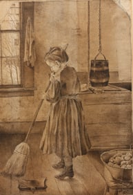 YOUNG GIRL CLEANING BY ROBERT BOLLING BRANDEGEE.