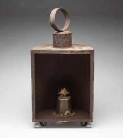 KEROSENE TIN CANDLE LAMP.