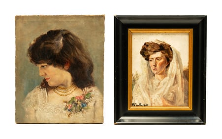 TWO PORTRAITS OF WOMEN.